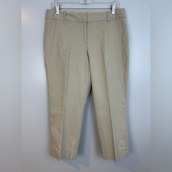 NWOT Talbots Beige Curvy Fit CropCap ri Trouser Pants Size 10 Petite - Picture 1 of 11